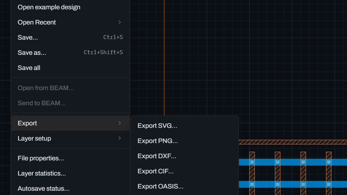 Preview: Export to CIF, OASIS and DXF